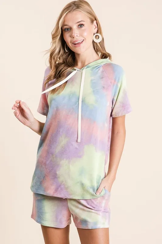 Tie Dye Terry Hoodie with Drawstring