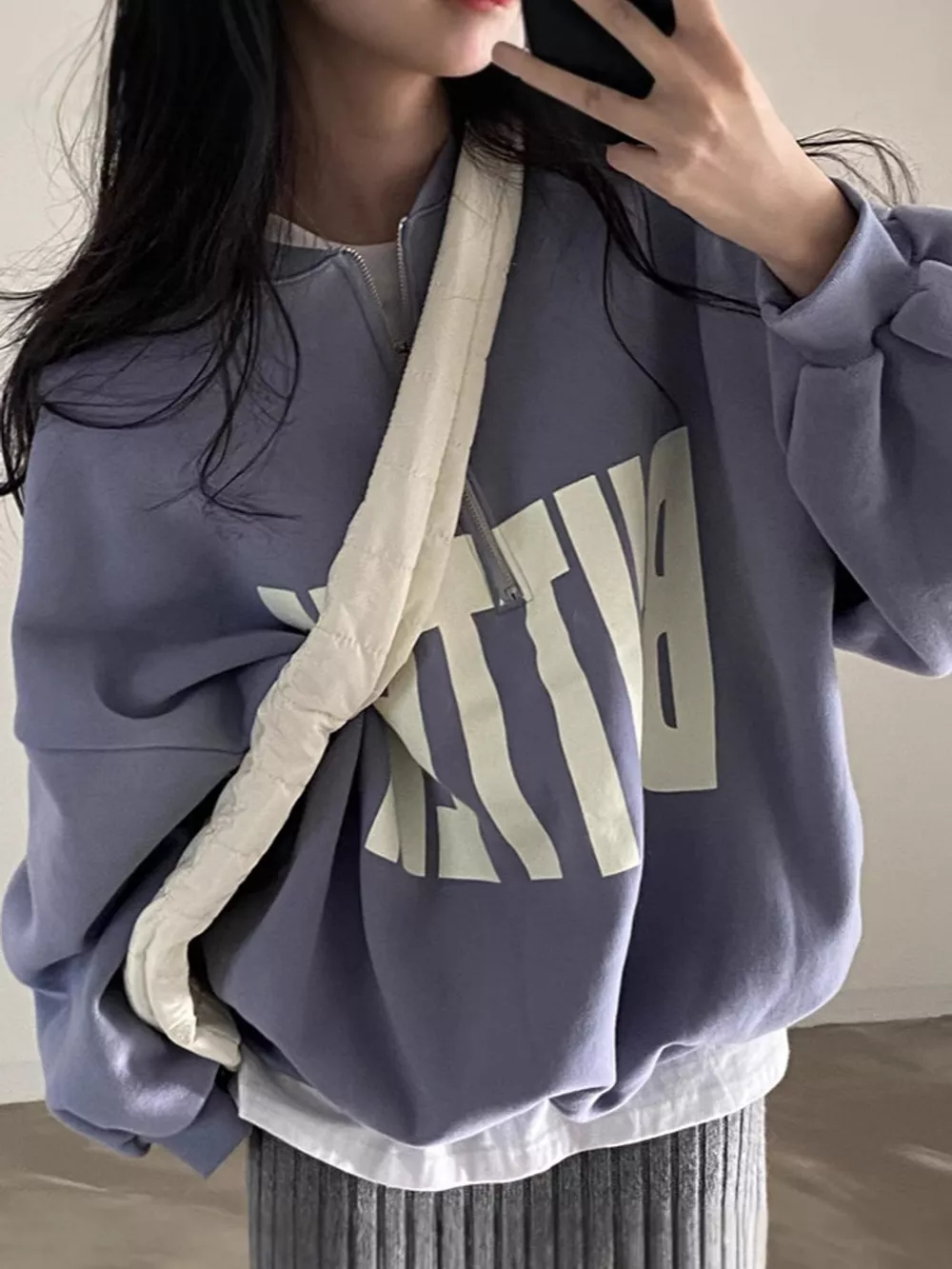 Half-Zip Letter Graphic Sweatshirt, image 7