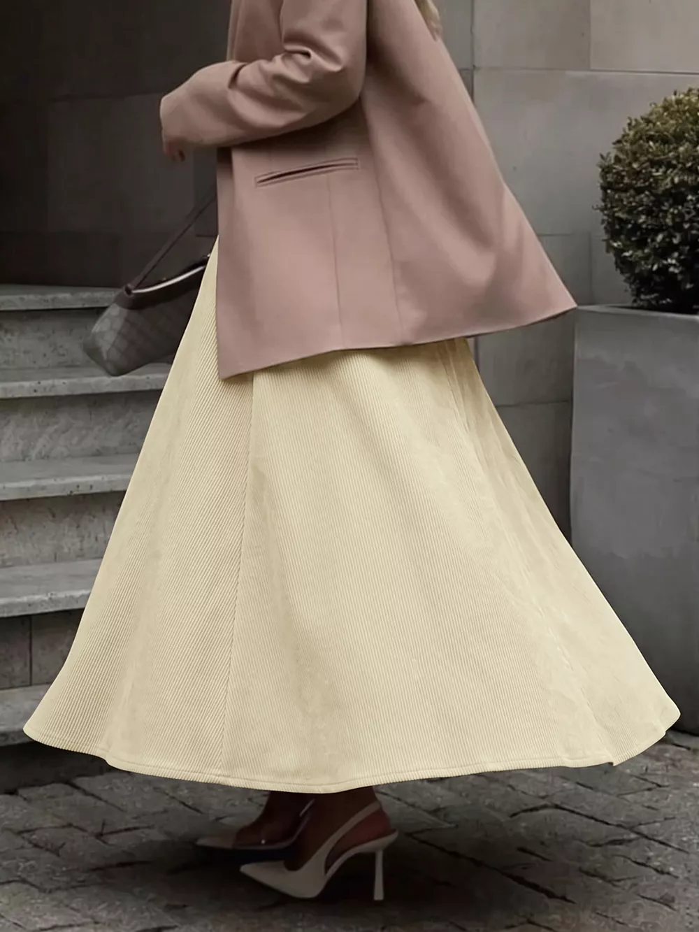 High Waist Pleated Midi Skirt, image 6