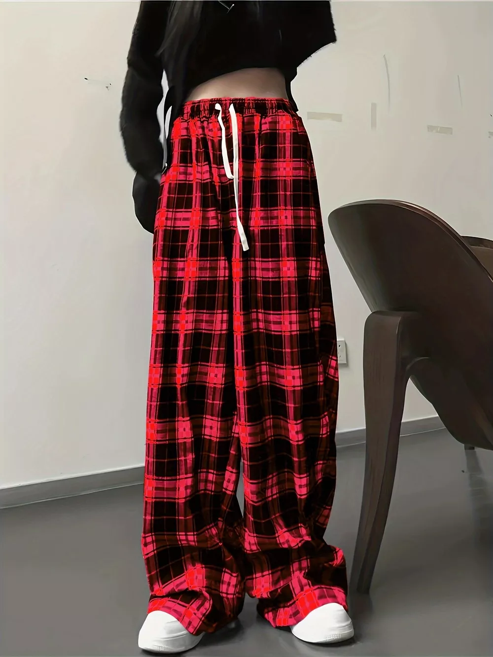 Plaid High Waist Wide Leg Pants, image 4