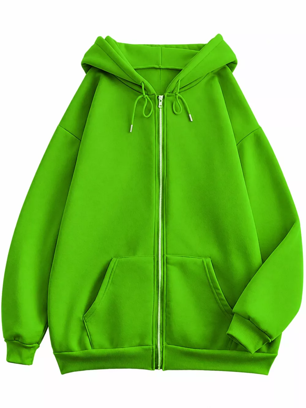 Full Size Oversized Solid Zip-Up Hoodie with Drawstring Plus Size, image 36