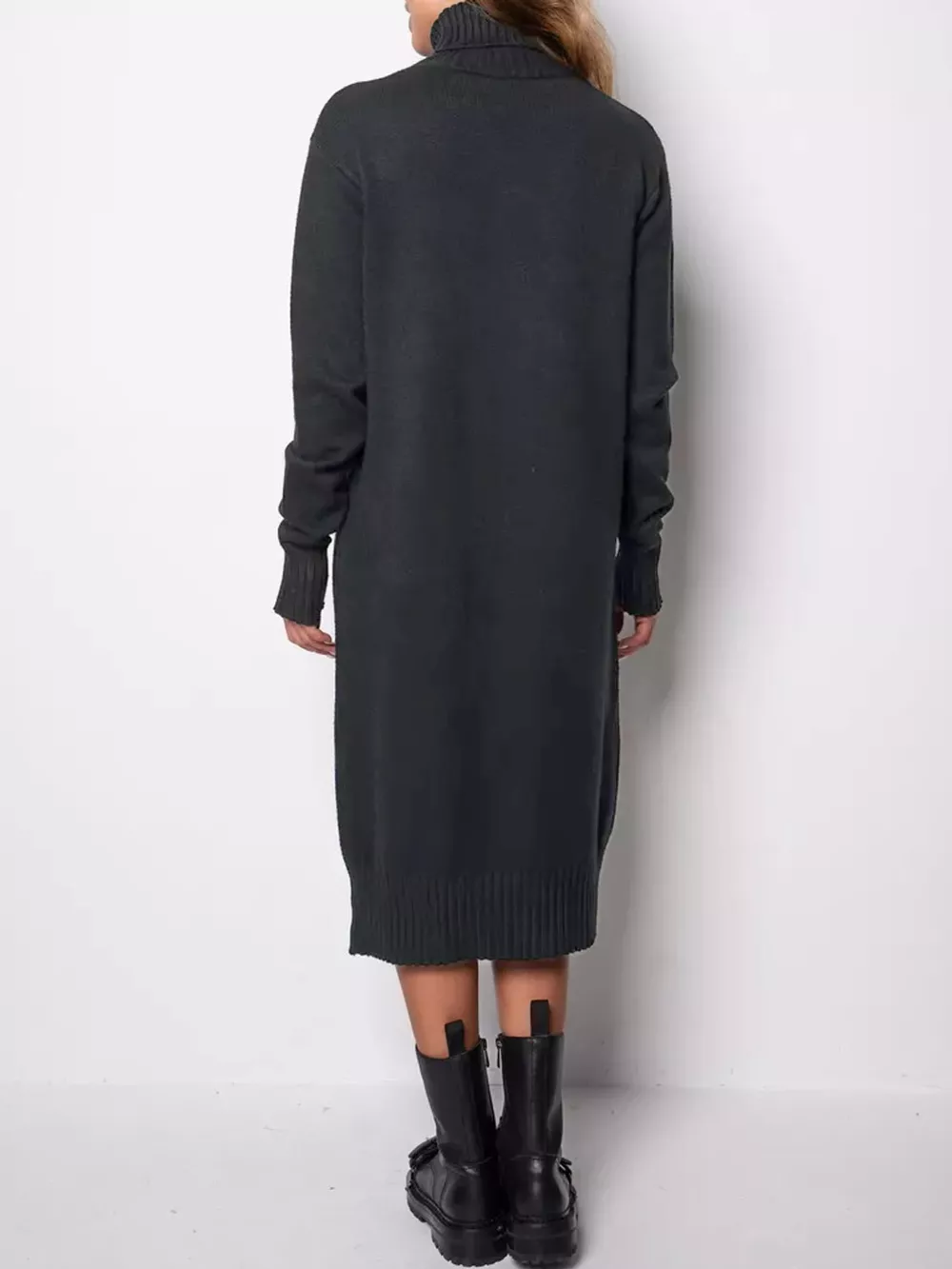 Turtleneck Ribbed Knit Sweater Dress, image 24