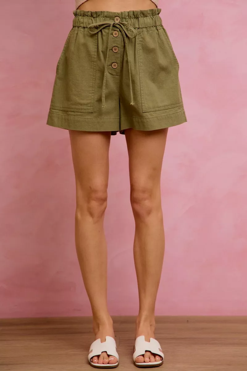 Paper Bag Patch Pocket Drawstring Twill Shorts, image 11