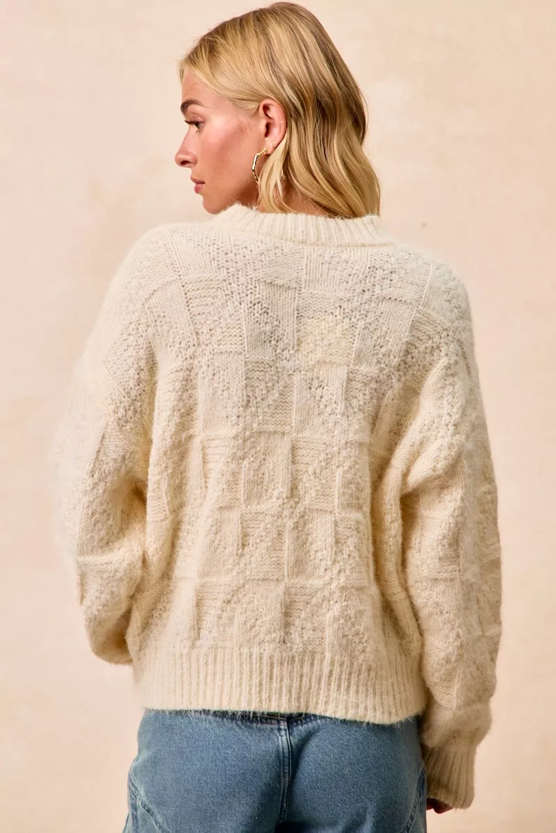 Checker Board Drop Shoulder Sweater, image 10