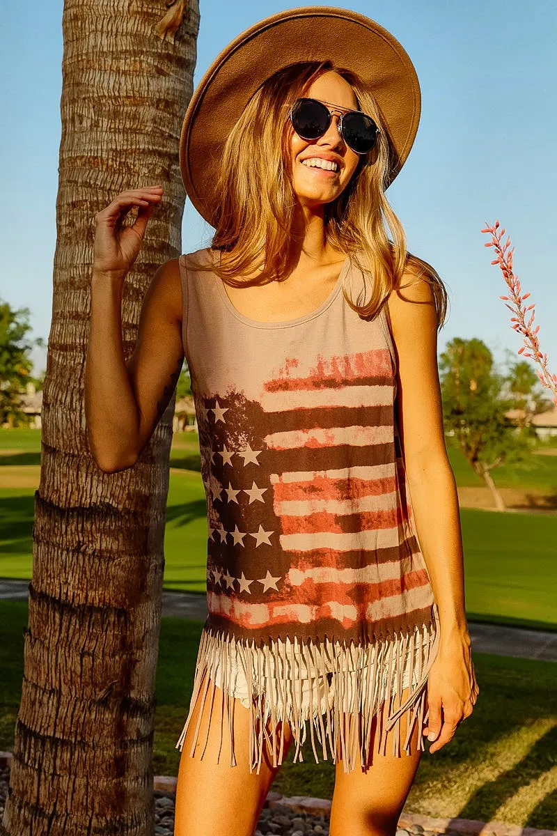 American Flag Print Knit Sleeveless Top, image 2