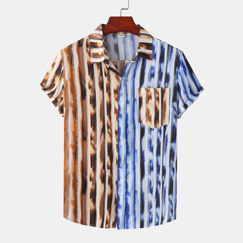 Men's Plus Size Printed Button Up Short Sleeve Shirt, image 3