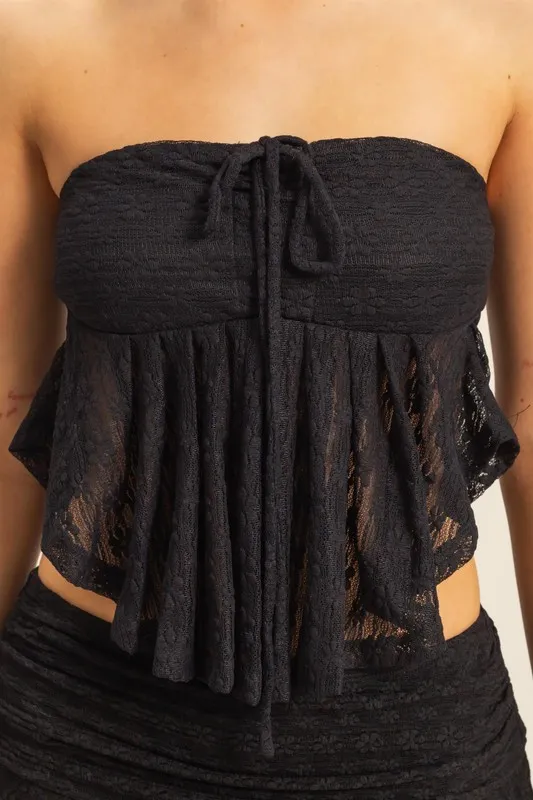 Lace Bustier Flowy Tube Top, image 3