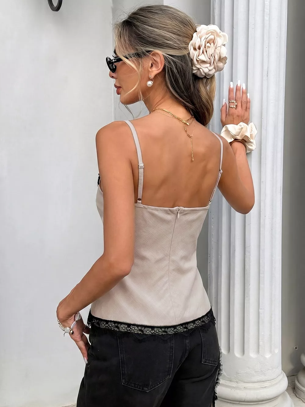 Lace Trim Twist Front Cami, image 6
