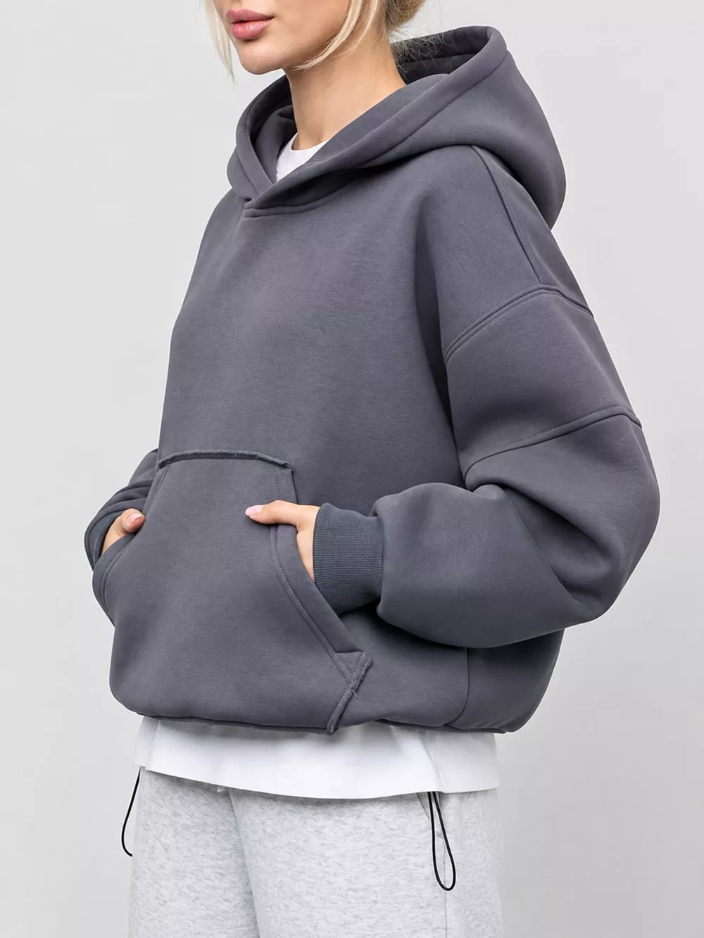 Kangaroo Pocket Dropped Shoulder Hoodie, image 16