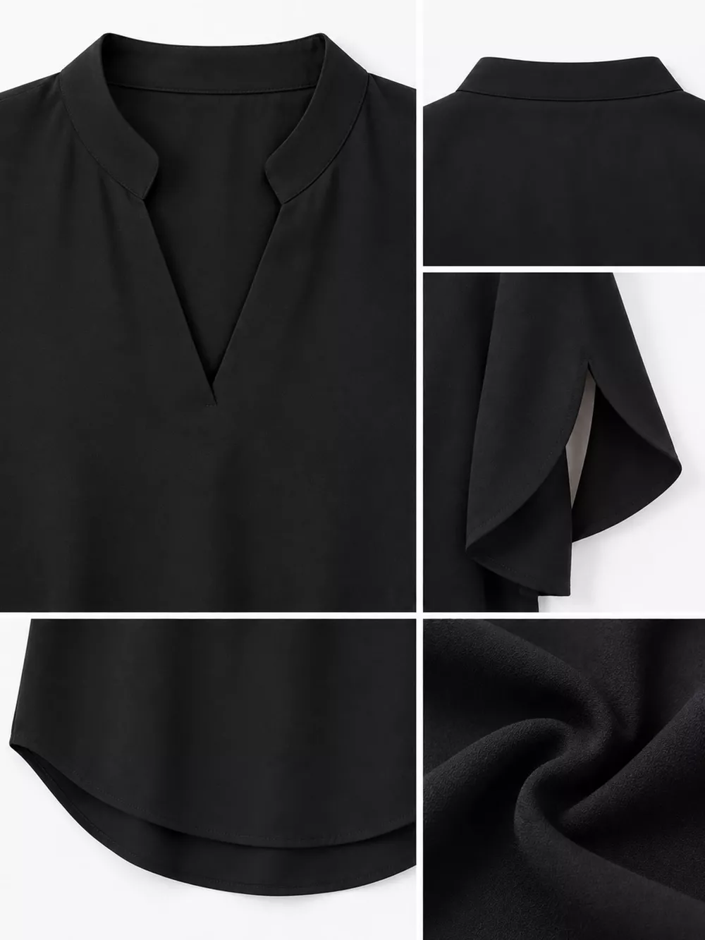 Notched Slit Short Sleeve Blouse, image 5