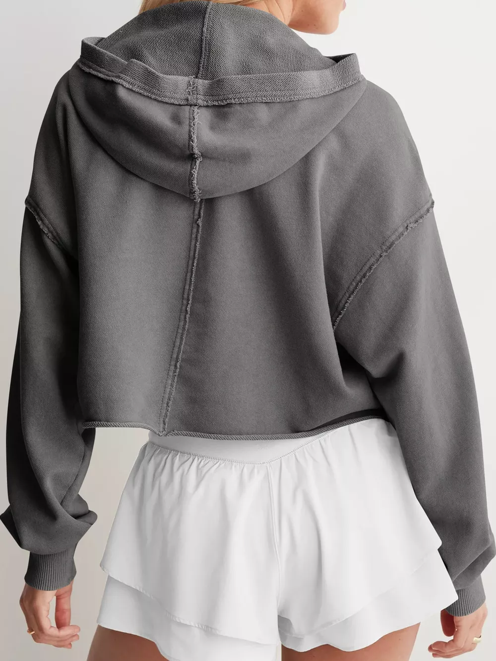 Dropped Shoulder Cropped Hoodie, image 21