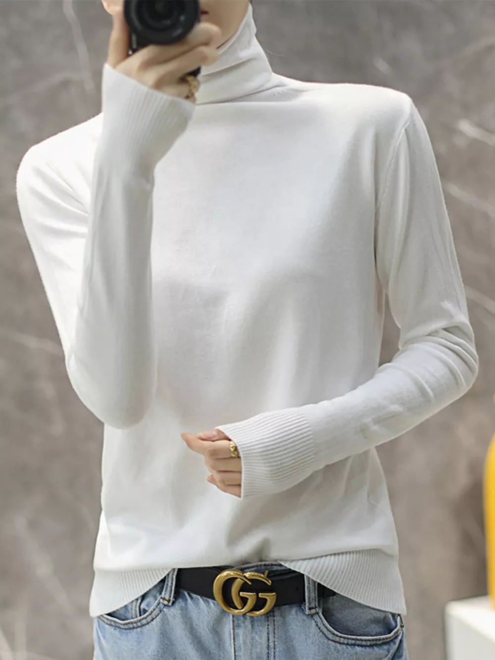 Full Size Slim-Fit Turtleneck Knit Top Plus Size