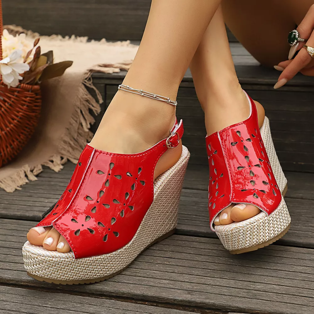 Peep Toe Wedge Sandals, image 11