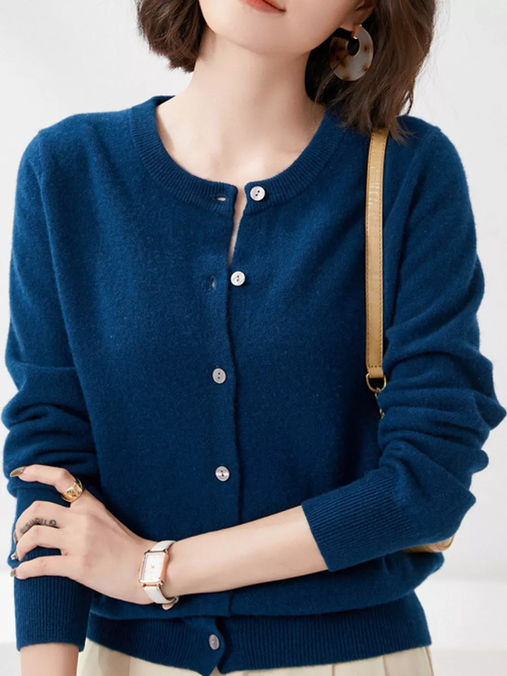 Crew Neck Button-Down Cardigan, image 57