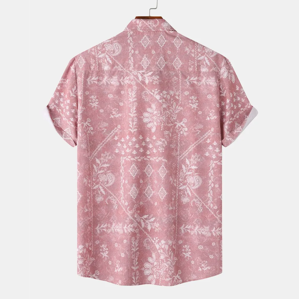 Men's Printed Short Sleeve Button-Up Shirt, image 8