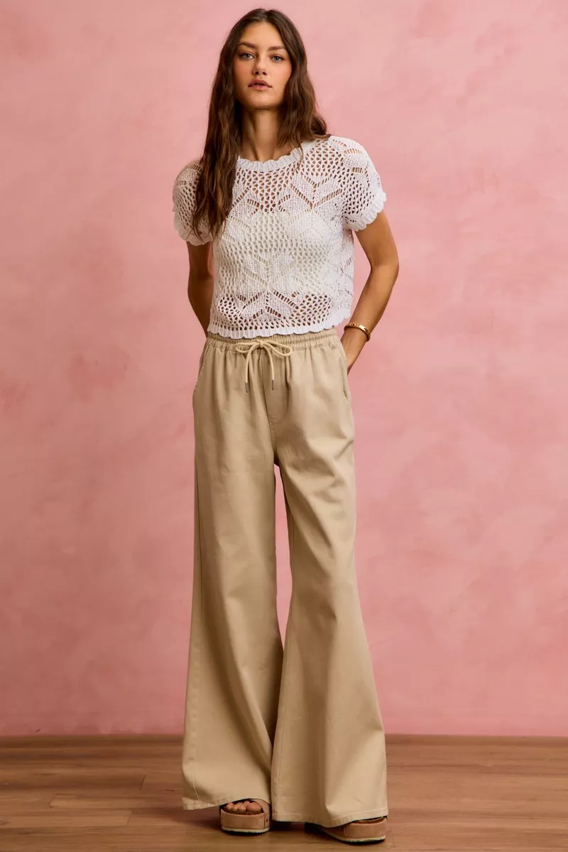 Crochet Scallop Edge Short Sleeves Knit Cover Up, image 5