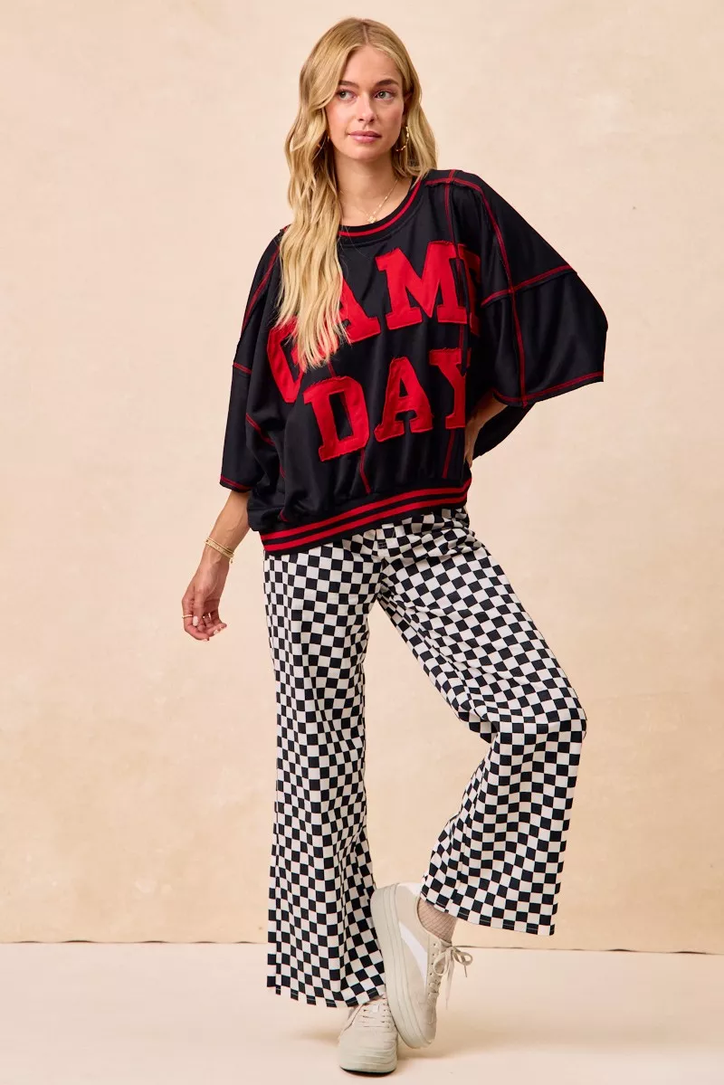Gameday Theme Checkered Printed Pants, image 2