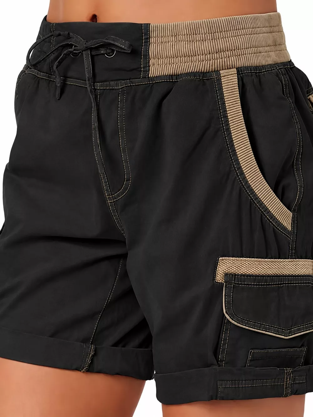 Full Size Drawstring Cargo Shorts Plus Size, image 59
