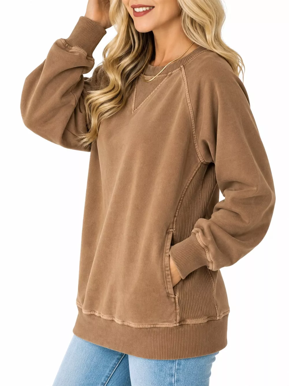 Crew Neck Raglan Sleeve Sweatshirt, image 25