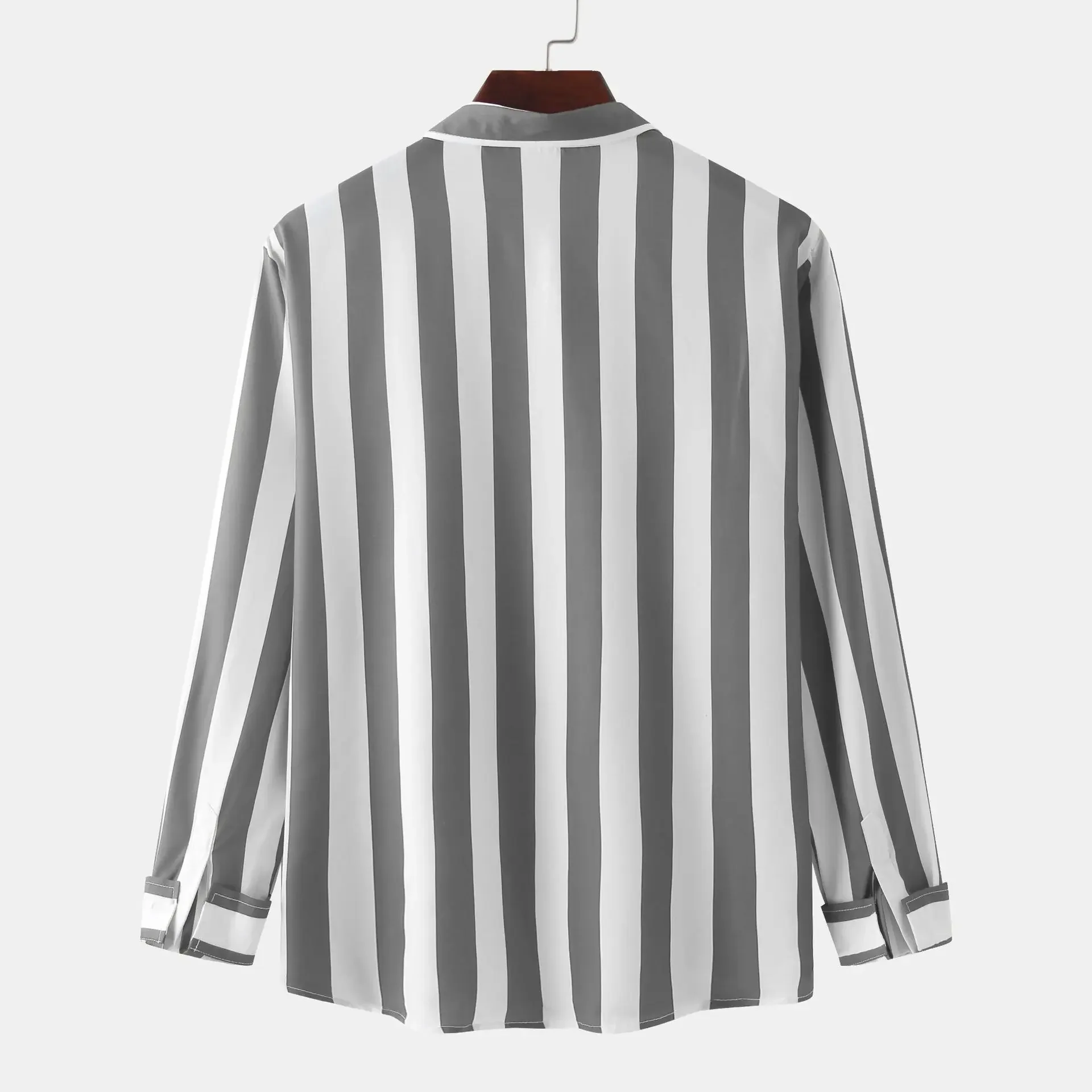 Men's Striped Button-Down Long Sleeve Shirt, image 6