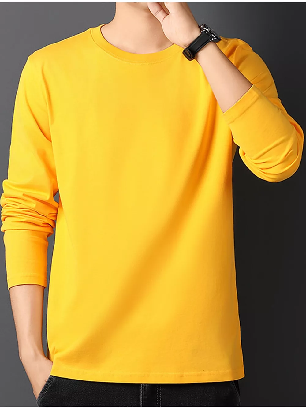 Men's Plus Size Round Neck Long Sleeve T-Shirt, image 51