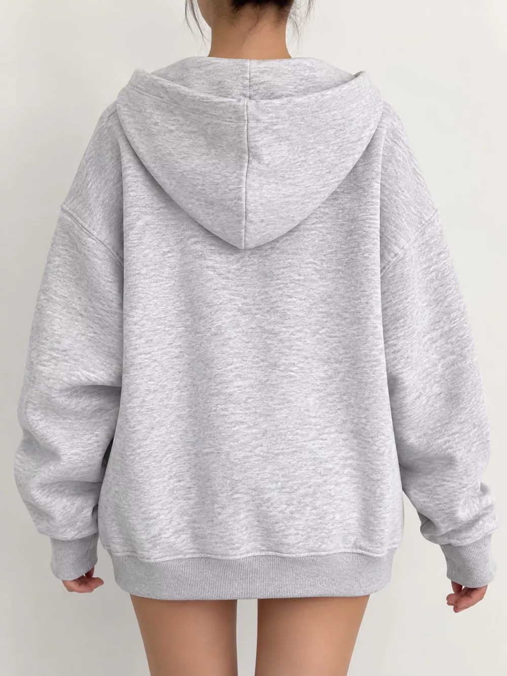 Full Size Zip-Up Dropped Shoulder Hoodie Plus Size, image 23