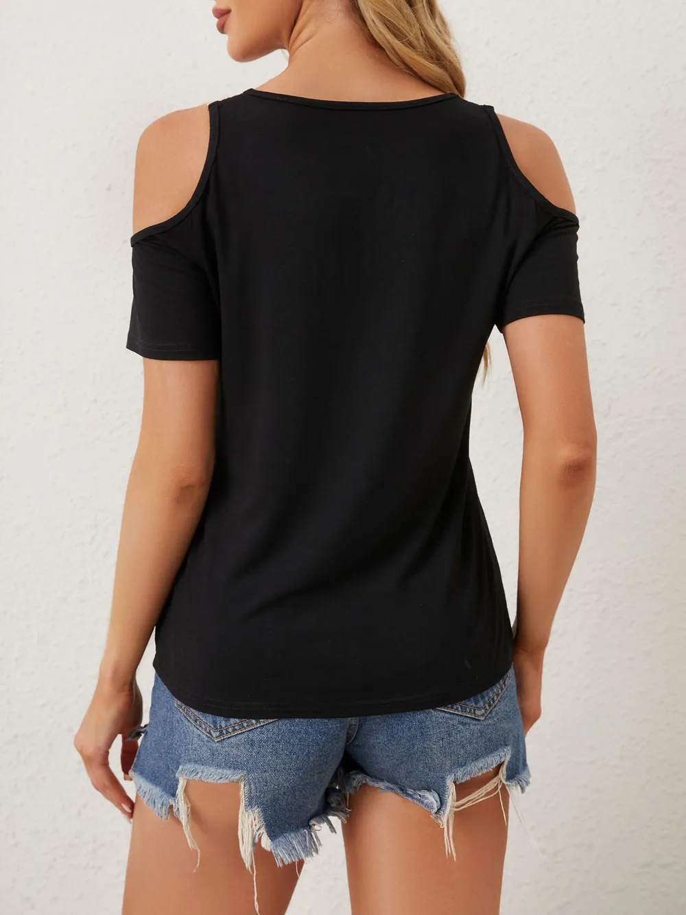 Cold Shoulder Lace V-Neck Blouse, image 2