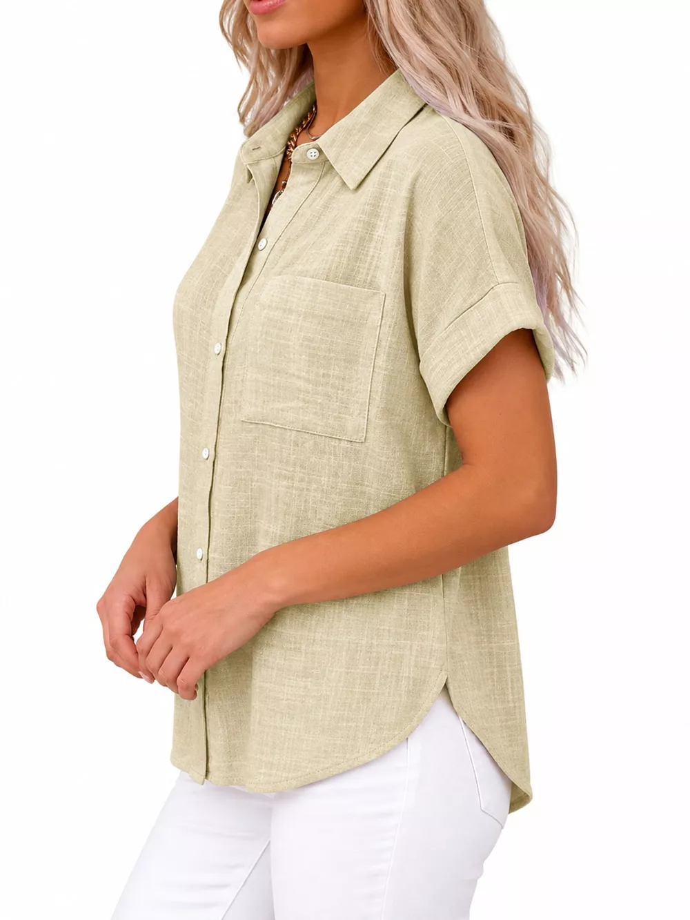 Full Size Button Up Short Sleeve Shirt Plus Size, image 17