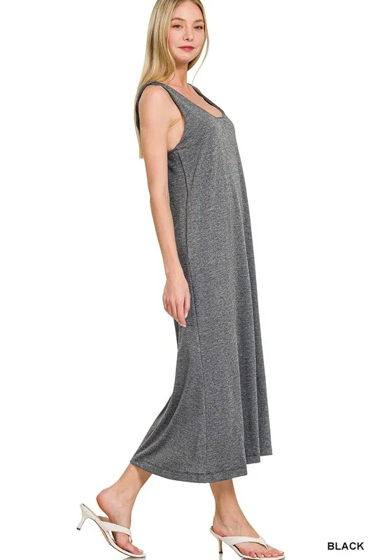 French Terry Twisted Strap Midi Dress, image 2