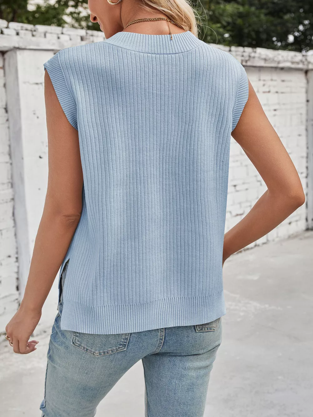 Casual V-Neck Knitted Sweater Vest, image 10