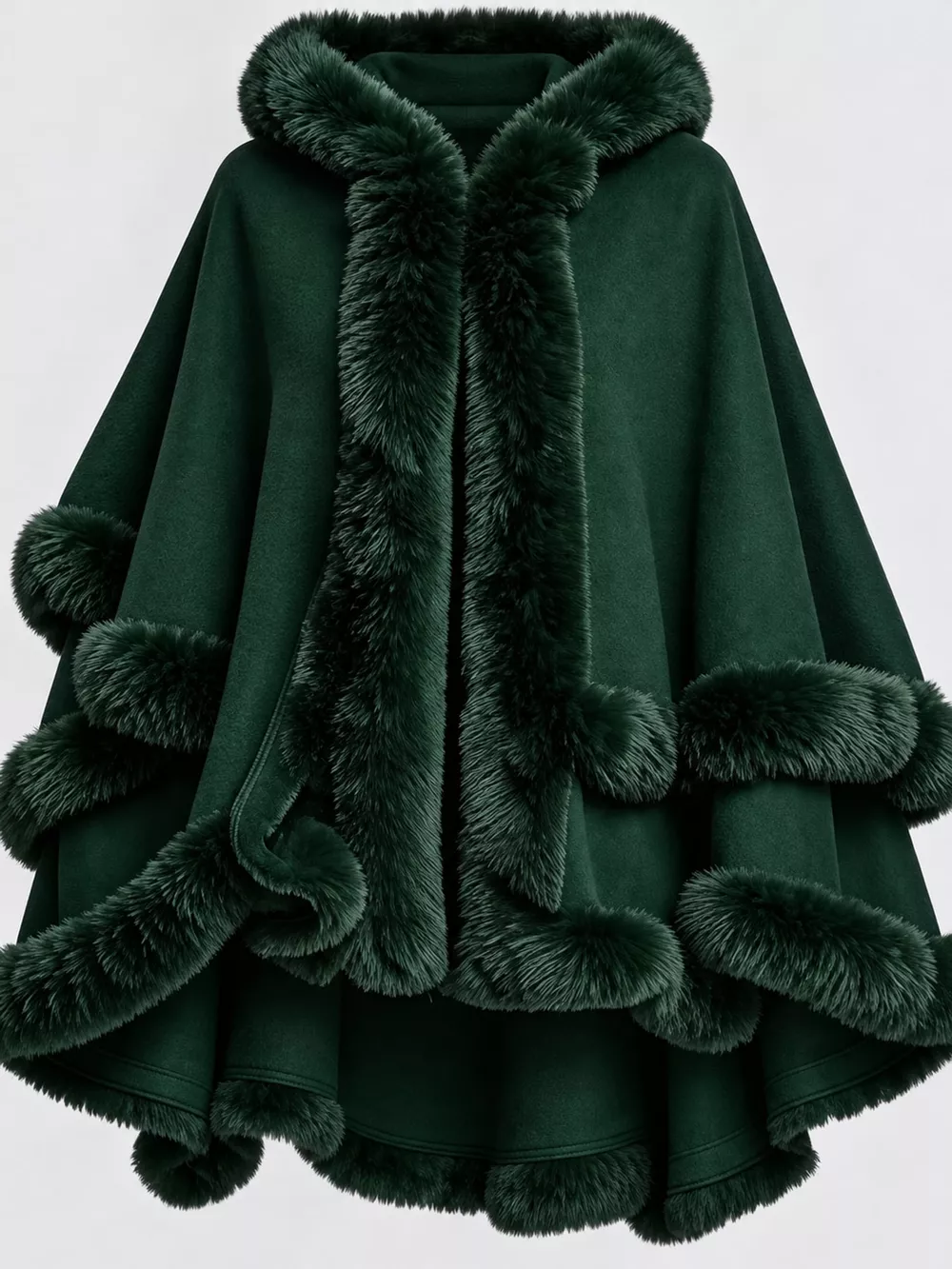 Faux Fur Trimmed Hooded Cape, image 43