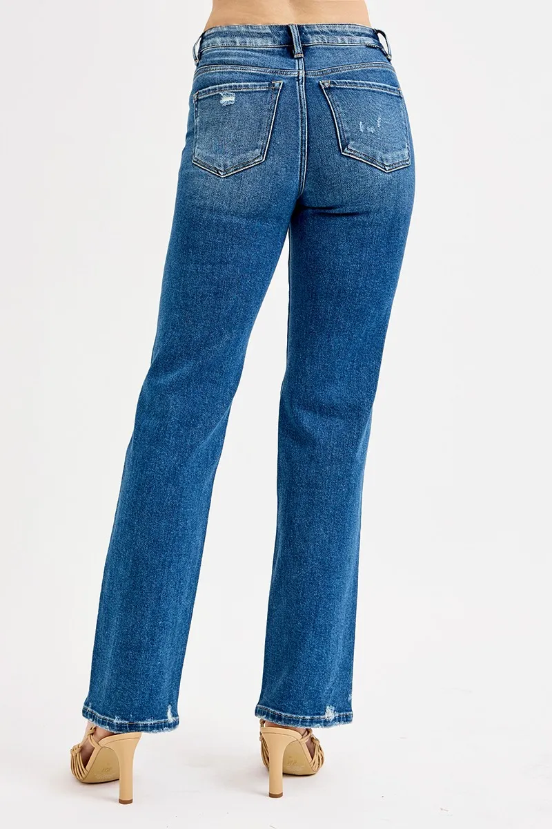 Full Size Tummy Control High Rise Straight Distressed Jeans Plus Size, image 4