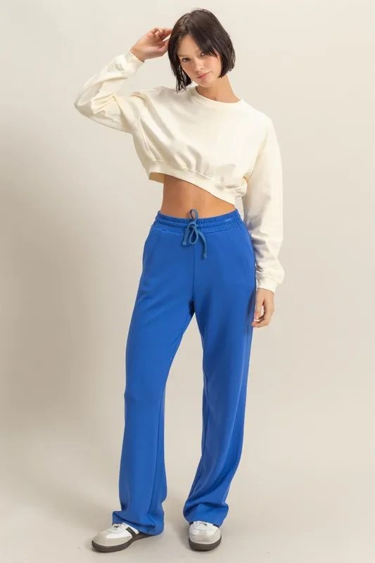 Crew Neck Long Sleeve Crop Sweatshirt, image 5