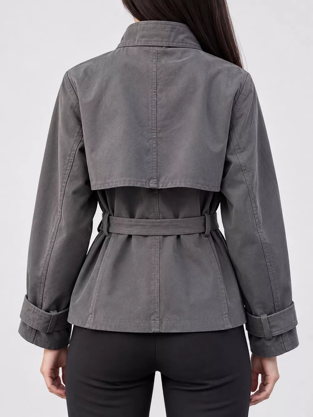 Full Size Double-Breasted Belted Trench Outerwear Plus Size, image 19