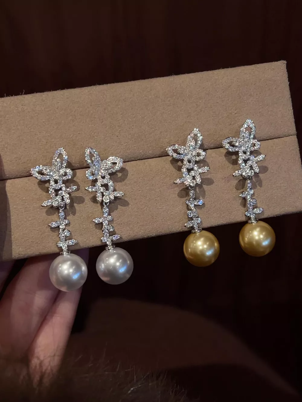 Butterfly Pearl Drop Earrings, image 3
