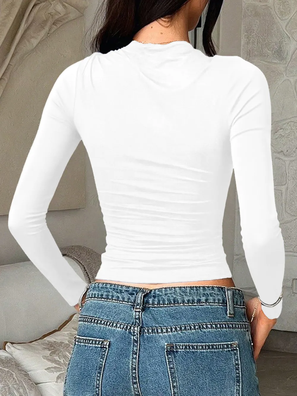 Round Neck Long Sleeve Fitted T-Shirt, image 10