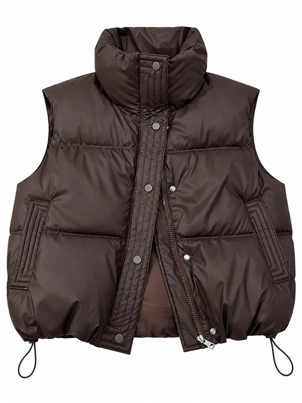 Drawstring Snap Down Puffer Vest Coat, image 6