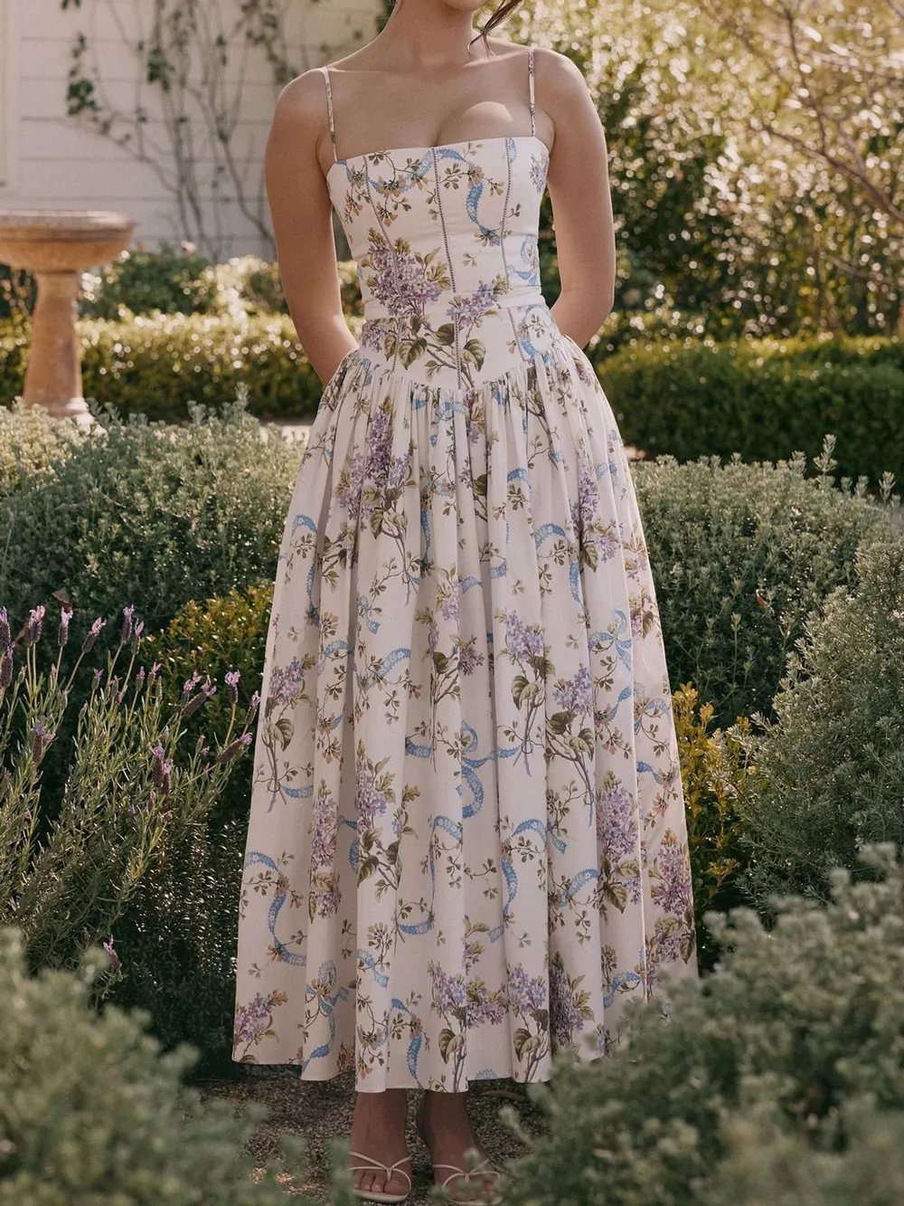 Floral Spaghetti Straps Midi Dress, image 28