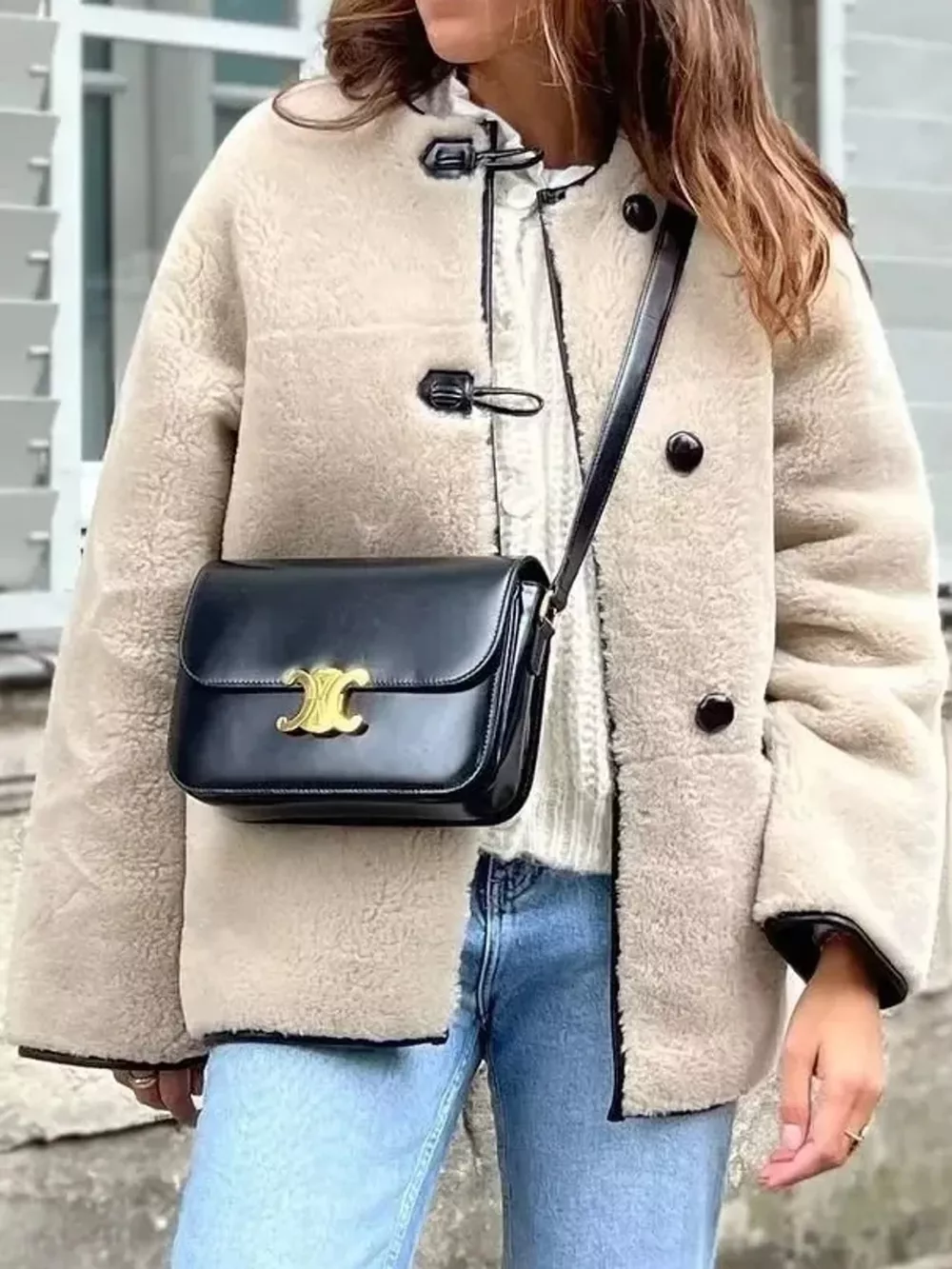 Faux Shearling Toggle Coat, image 3