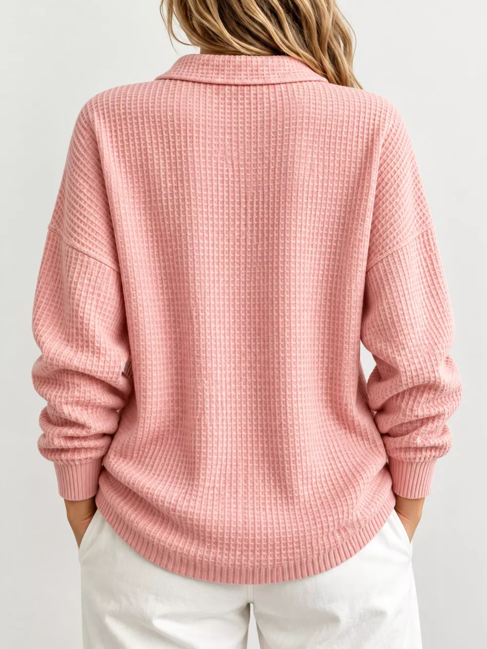 Full Size Waffle Knit Dropped Shoulder Top Plus Size, image 11