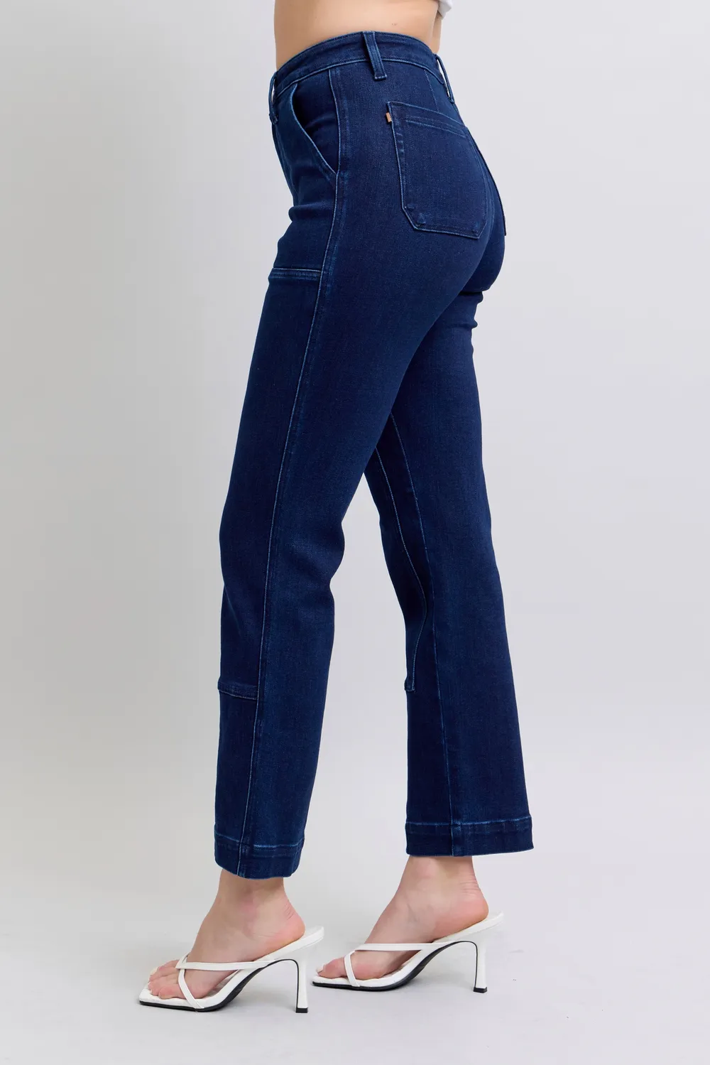 Full Size Hw Work Wear Knee Patch Straight Jeans Plus Size, image 5