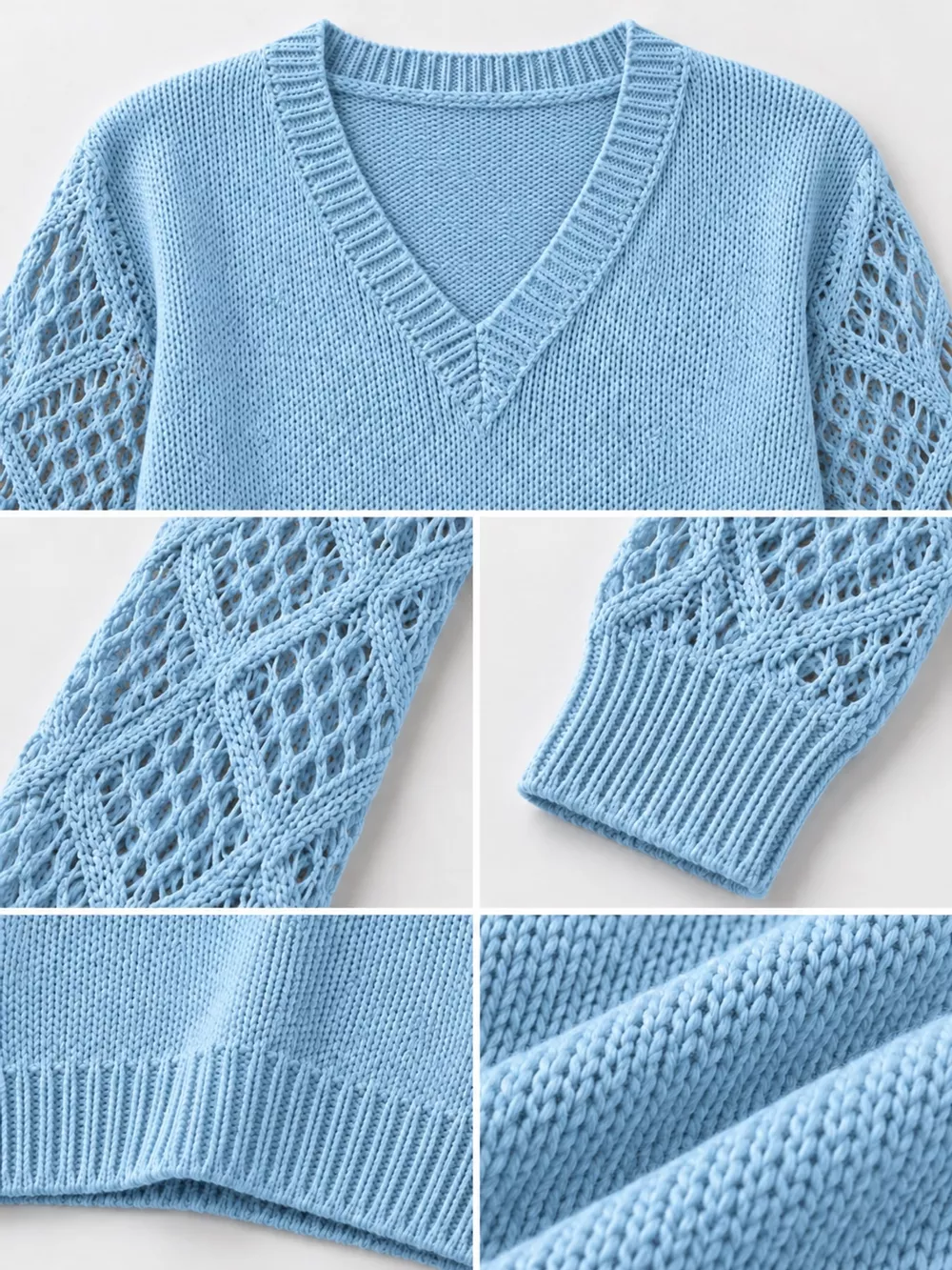 Full Size V-Neck Hollow-Out Long Sleeve Sweater Plus Size, image 23