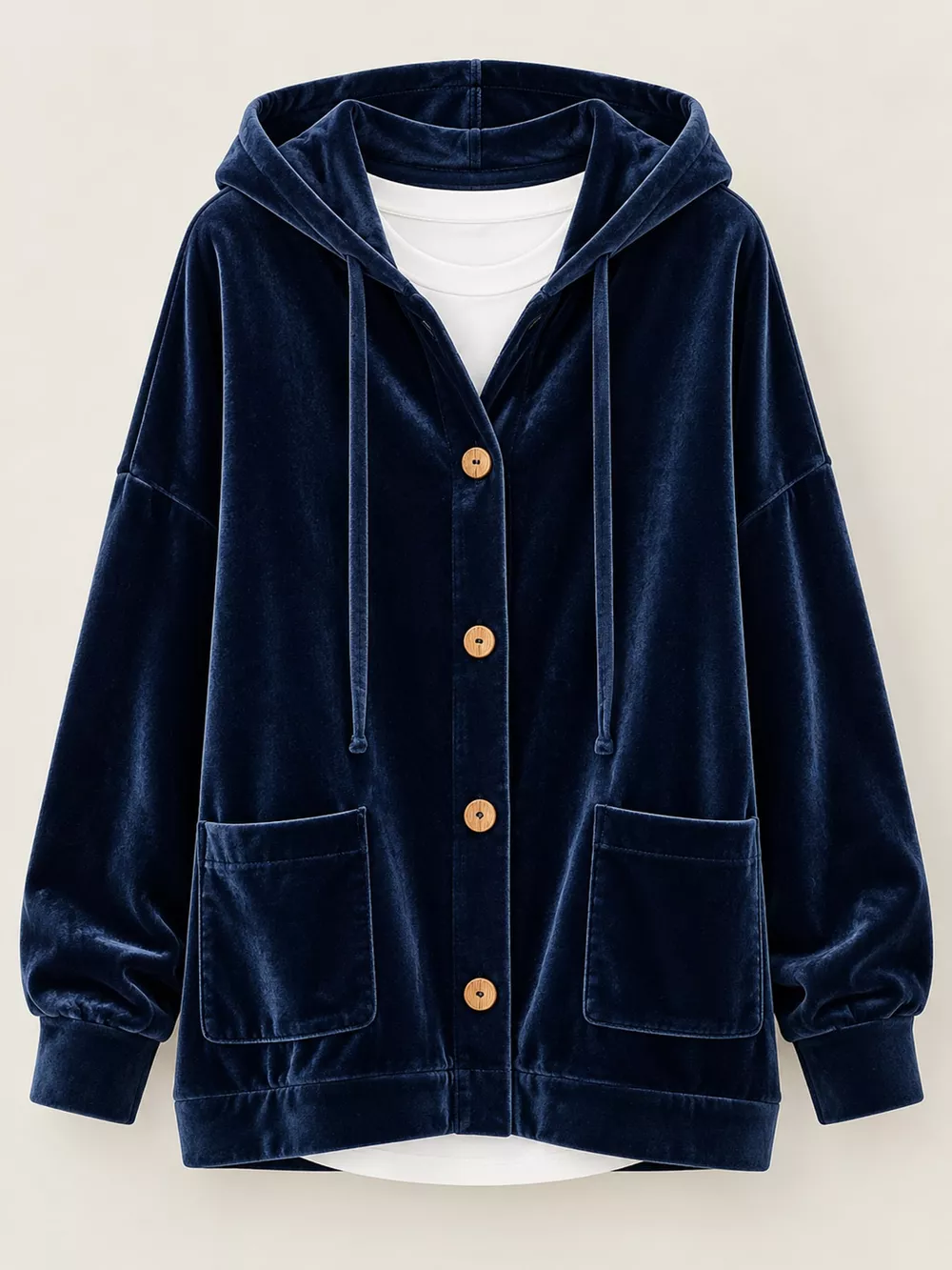 Full Size Velvet Dropped Shoulder Hoodie Plus Size, image 23