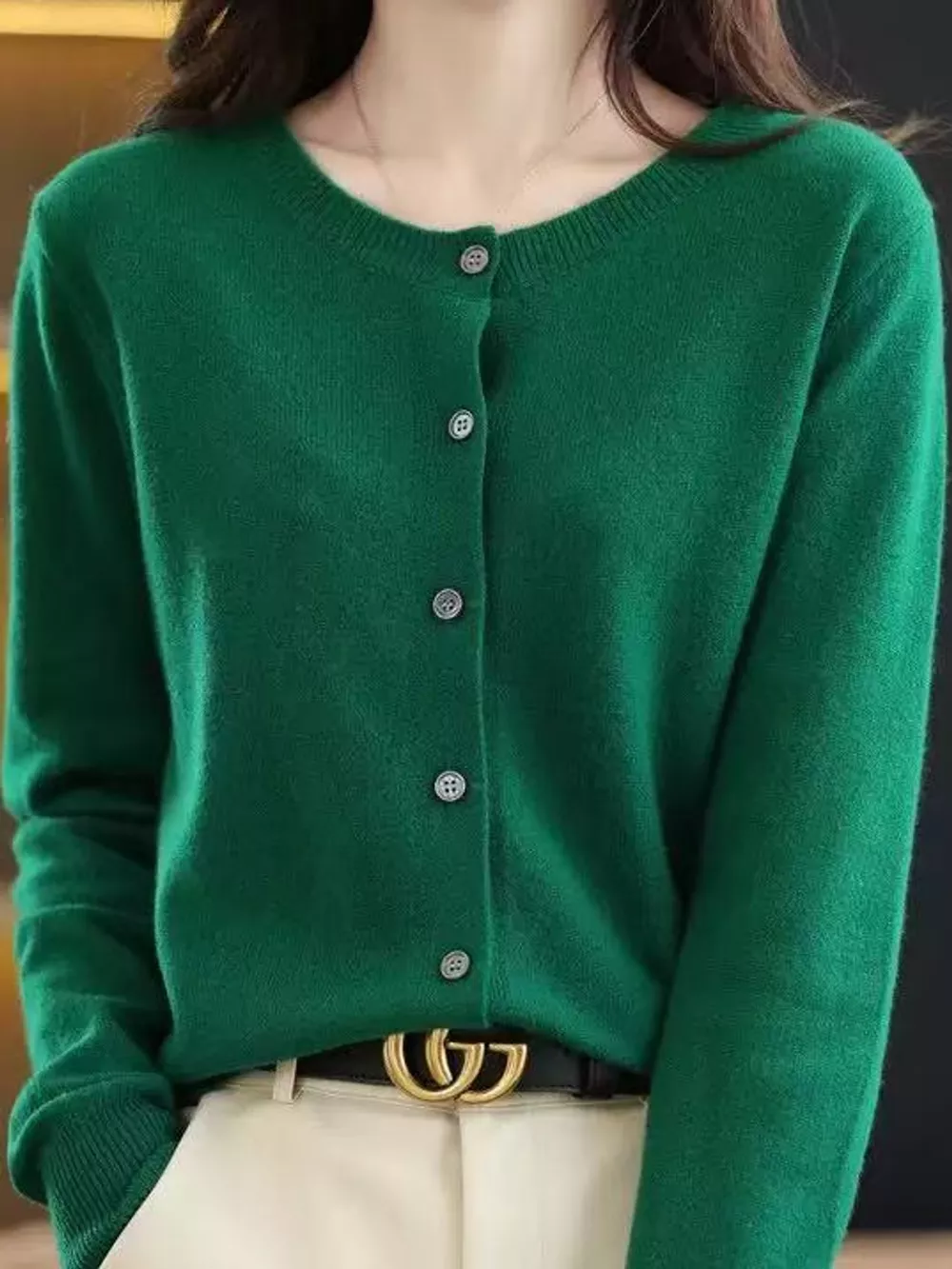 Crew-Neck Button-Down Cardigan, image 67
