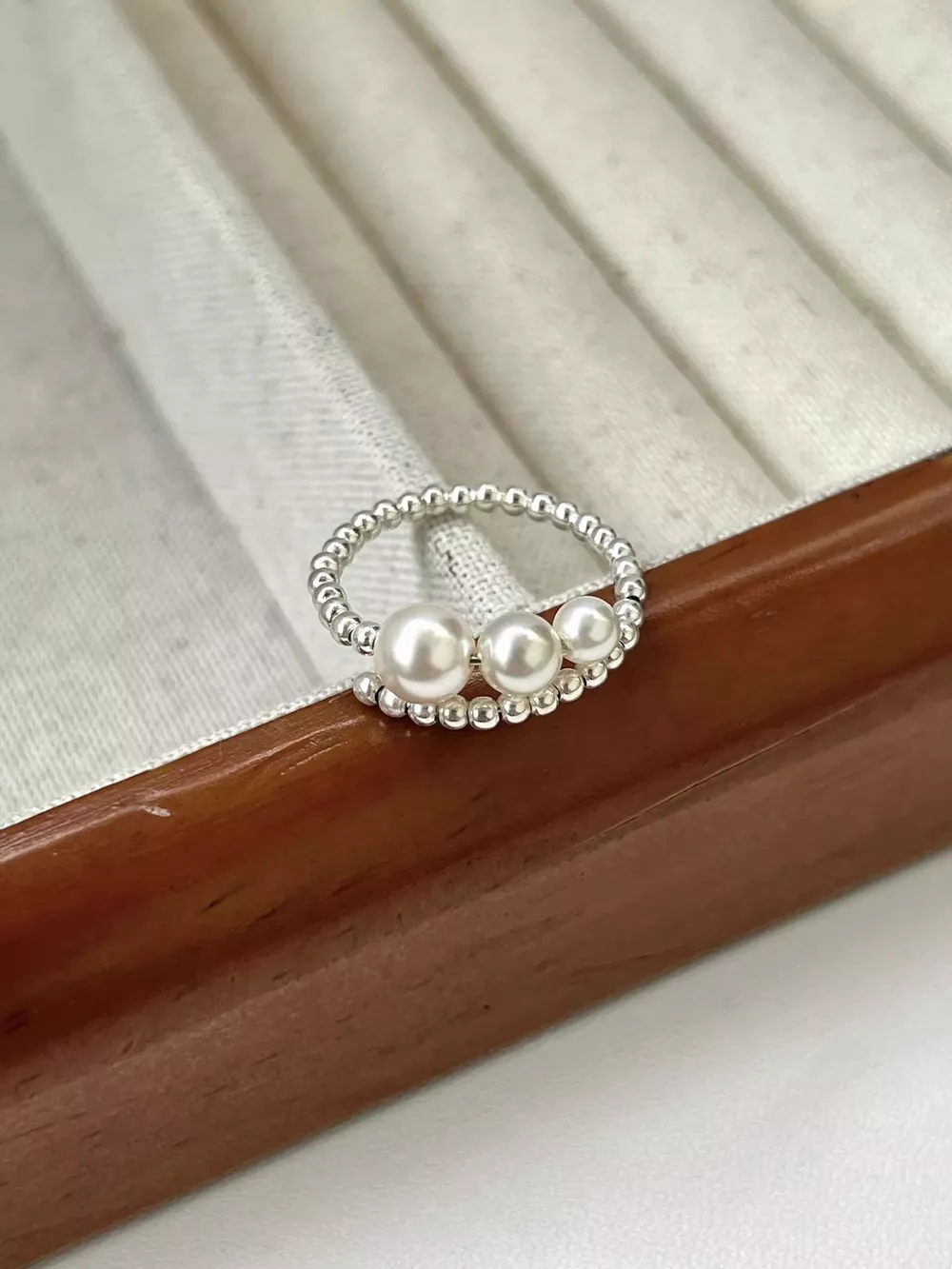 Triple Pearl Beaded Bypass Ring