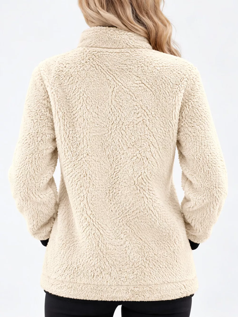 Full Size Fleece Zip-Up Jacket with Contrast Trim Plus Size, image 8