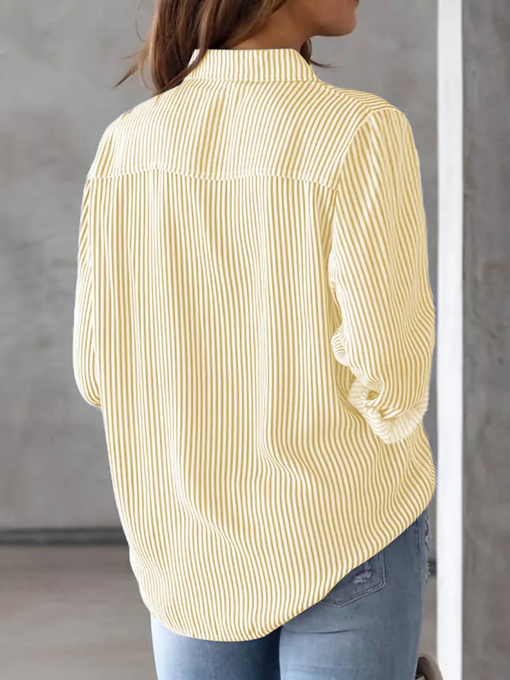 Full Size Striped Button-Down Long Sleeve Shirt Plus Size, image 35