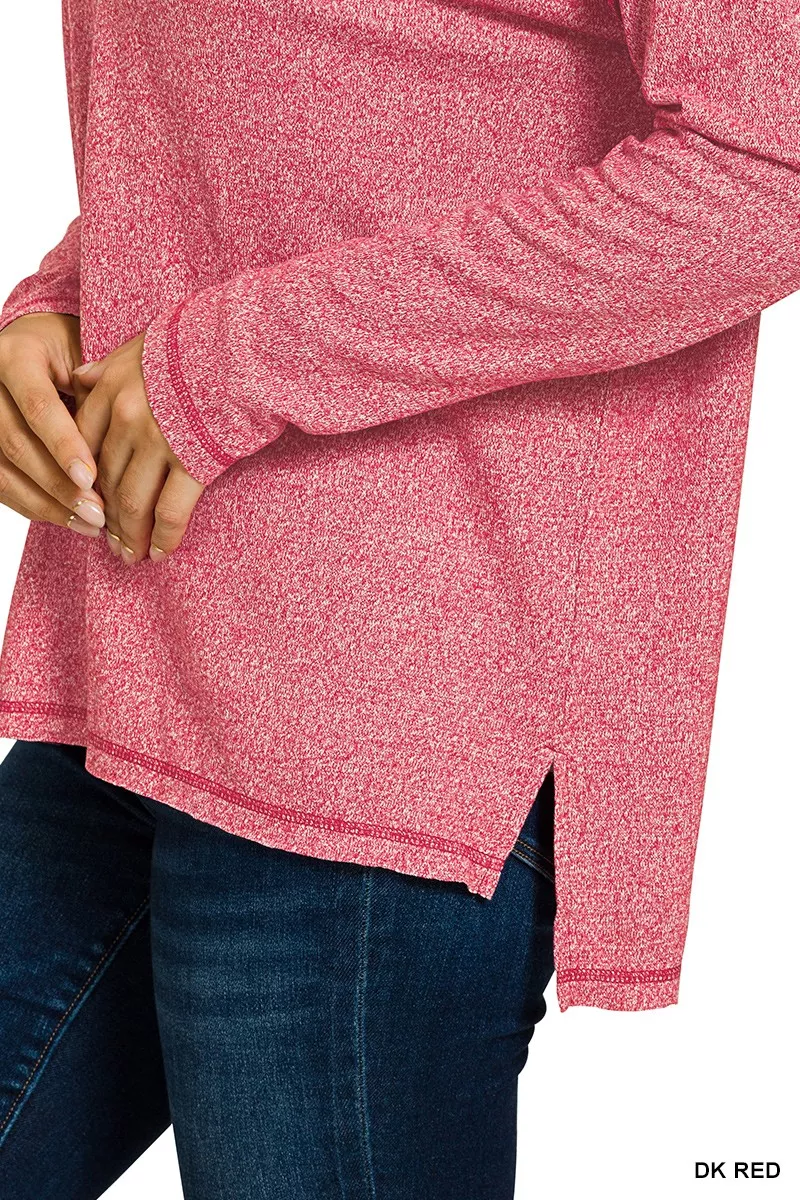 Soft Melange Hacci Exposed Seam Hi-low Tee, image 4