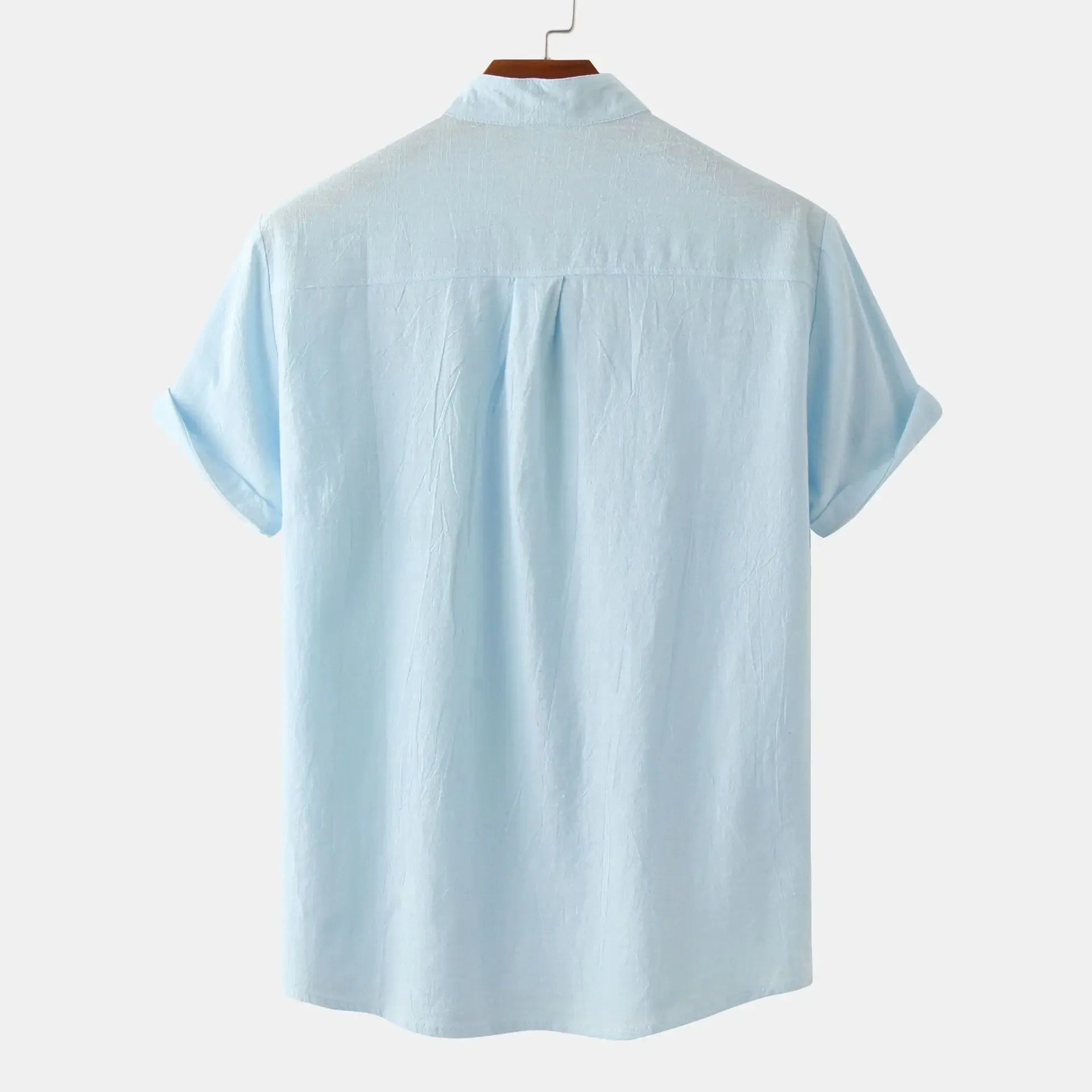 Men's Mandarin Collar Short Sleeve Henley Shirt, image 25
