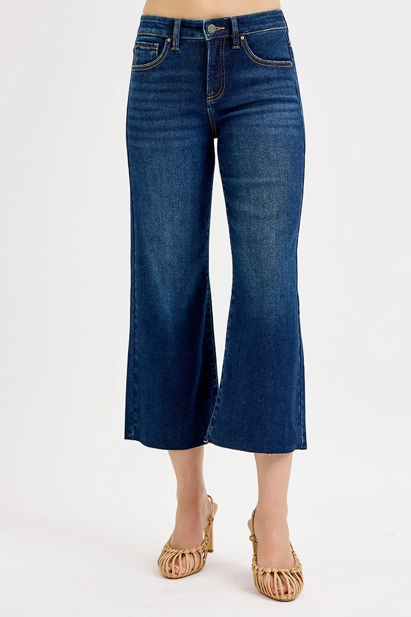 Full Size Tummy Control High Rise Crop Wide Jeans Plus Size, image 3